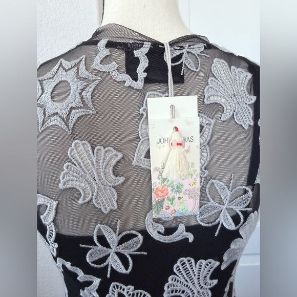 Johnny Was MAZZY BIAS SLIP DRESS V-Neck Black Gray Lined Patterned Maxi NWT XS - Picture 5 of 9